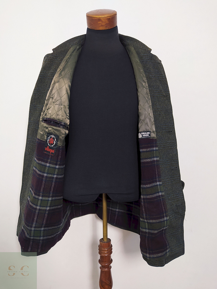 Abrigo Olloqui Verde Cuadro Sutil 100% Lana Virgen – Talla L 6