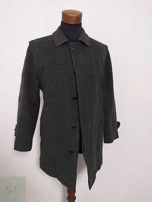 Abrigo Olloqui Verde Cuadro Sutil 100% Lana Virgen – Talla L