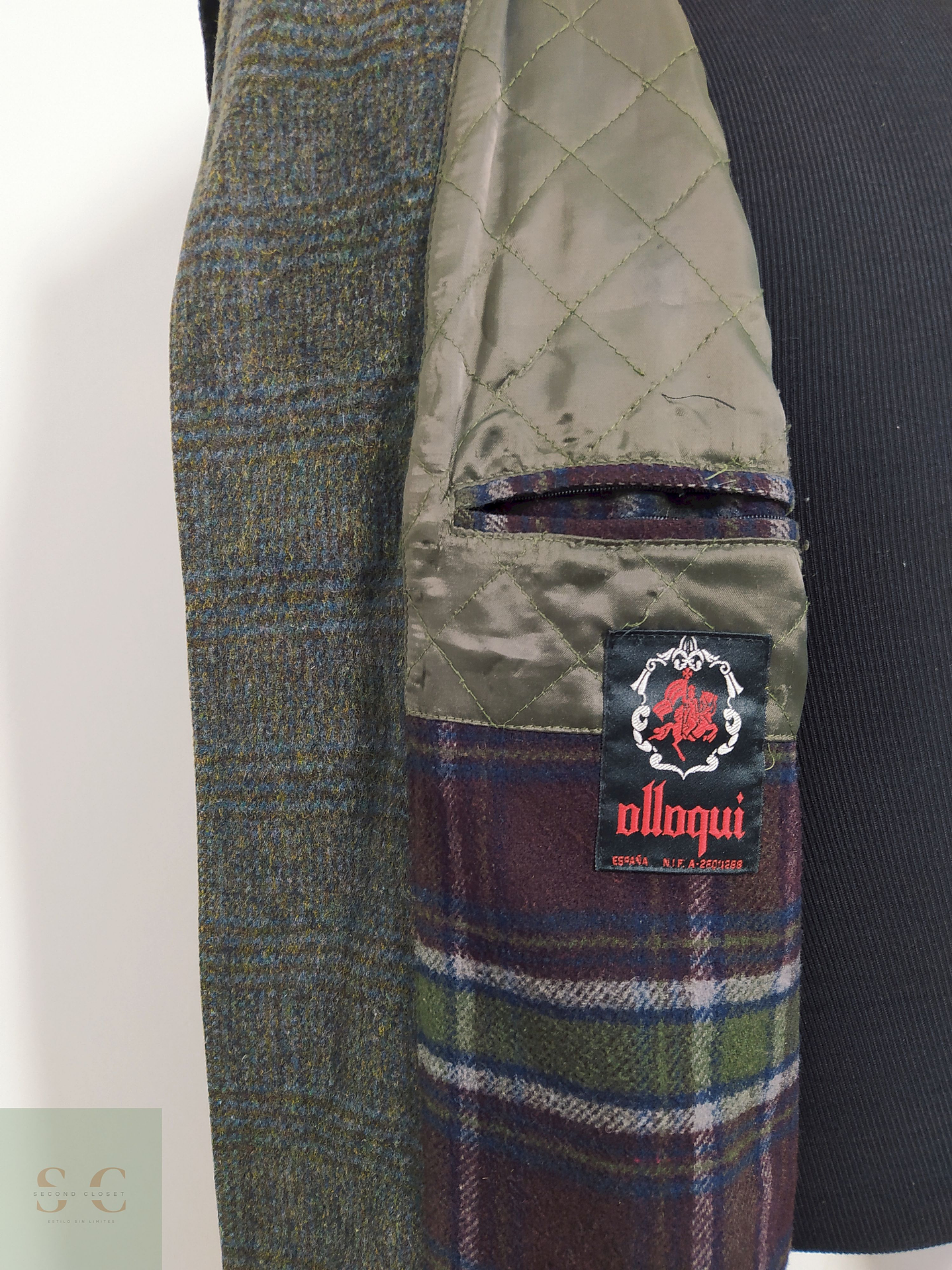 Abrigo Olloqui Verde Cuadro Sutil 100% Lana Virgen – Talla L 7