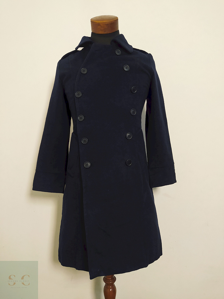 Abrigo Cruzado Azul Marino Doble Botonadura – Talla XXS 1
