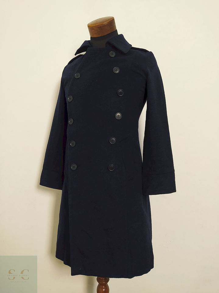 Abrigo Cruzado Azul Marino Doble Botonadura – Talla XXS 2
