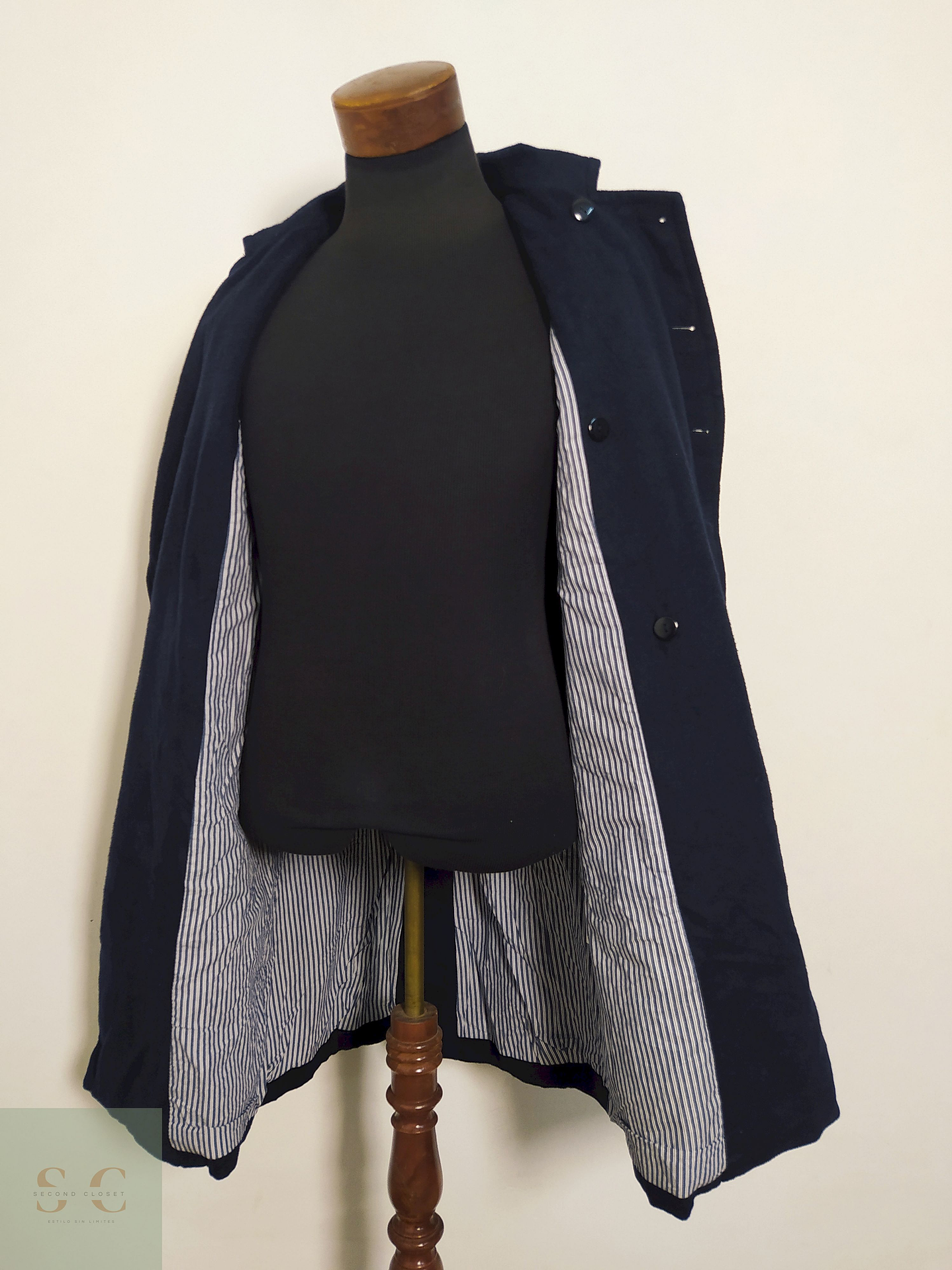 Abrigo Cruzado Azul Marino Doble Botonadura – Talla XXS 6