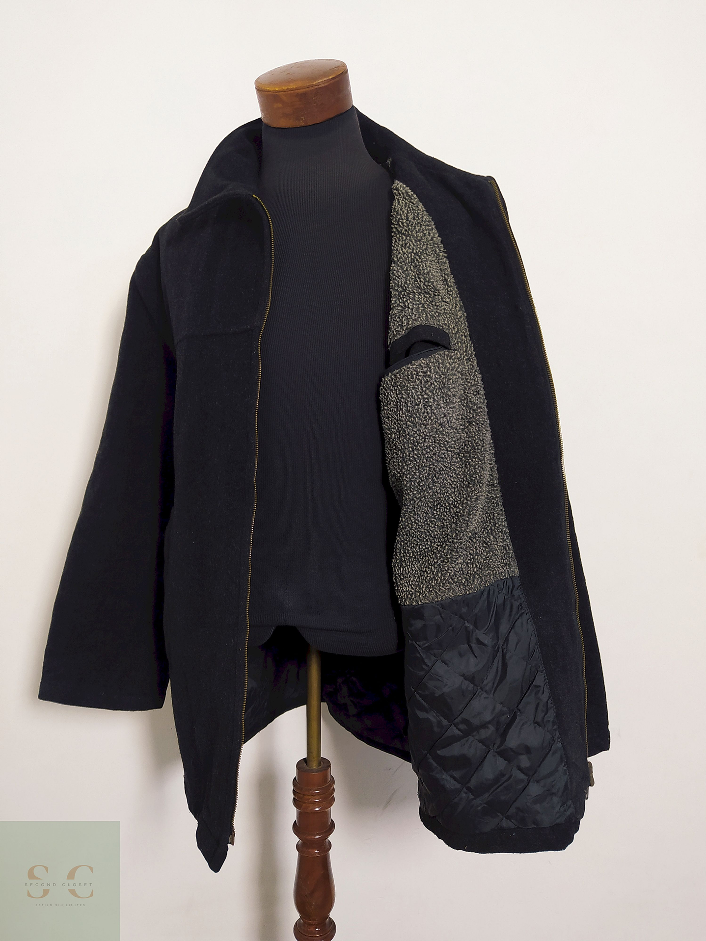 Chaquetón Pull & Bear Plomo Oscuro con Interior Abrigado – Talla XL 1