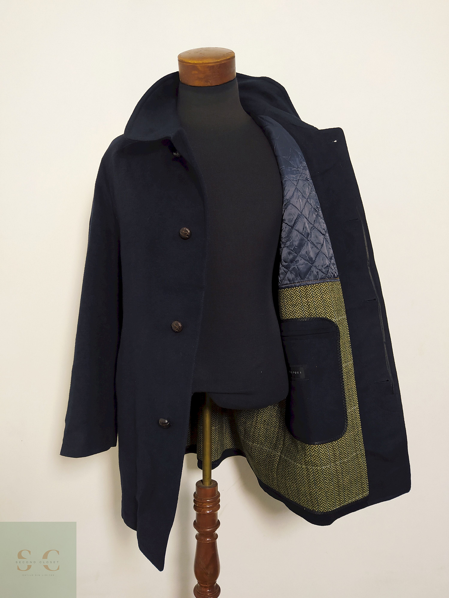 Abrigo Loden Olloqui Azul Oscuro – Lana Blend Premium – Talla XL 1