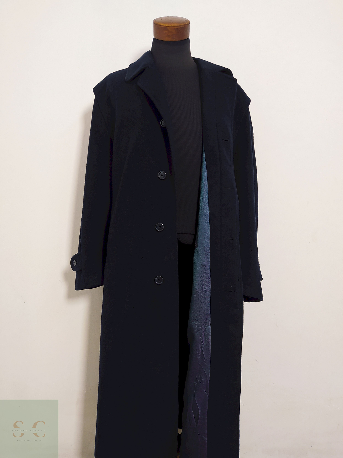 Abrigo Largo Westbury Azul Oscuro – Lana Blend Premium – Talla XXL 4