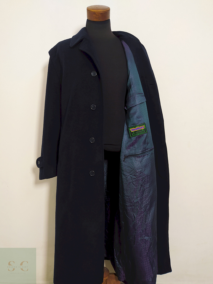Abrigo Largo Westbury Azul Oscuro – Lana Blend Premium – Talla XXL 5