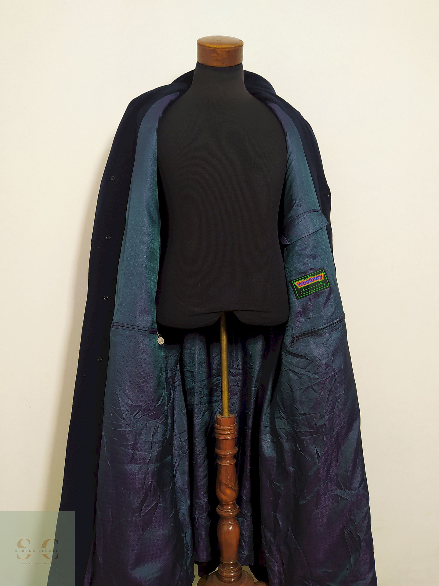 Abrigo Largo Westbury Azul Oscuro – Lana Blend Premium – Talla XXL 7