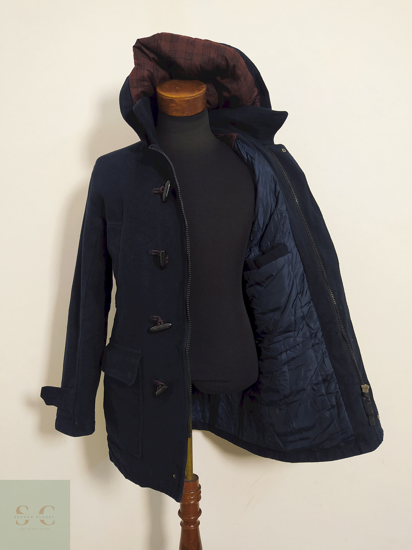 Montgomery Tom Tailor Azul Oscuro con Capucha – Lana Blend – Talla M 2