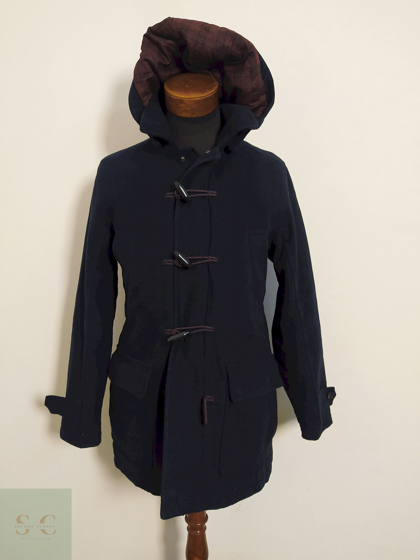 Montgomery Tom Tailor Azul Oscuro con Capucha – Lana Blend – Talla M 1