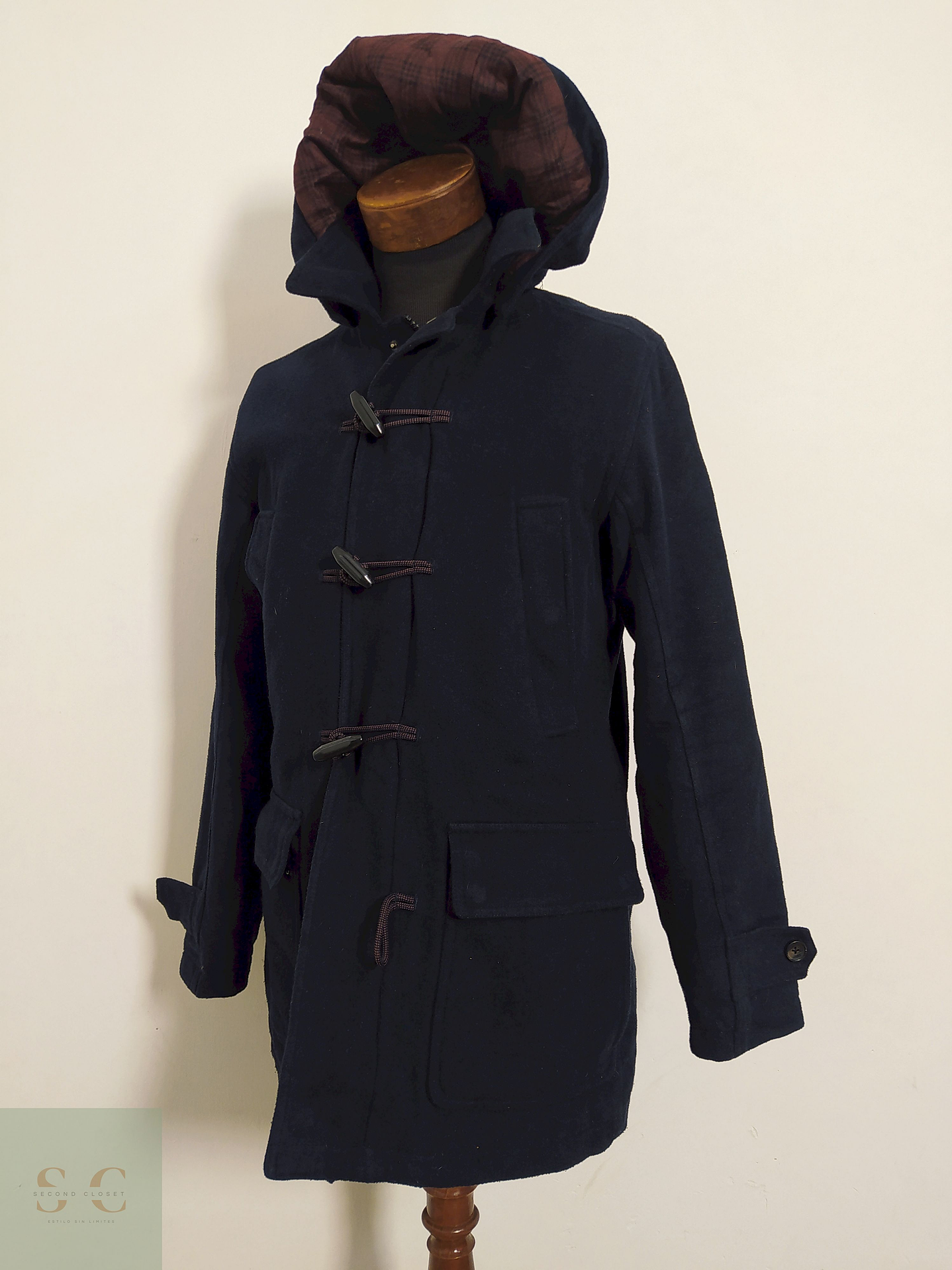 Montgomery Tom Tailor Azul Oscuro con Capucha – Lana Blend – Talla M 4