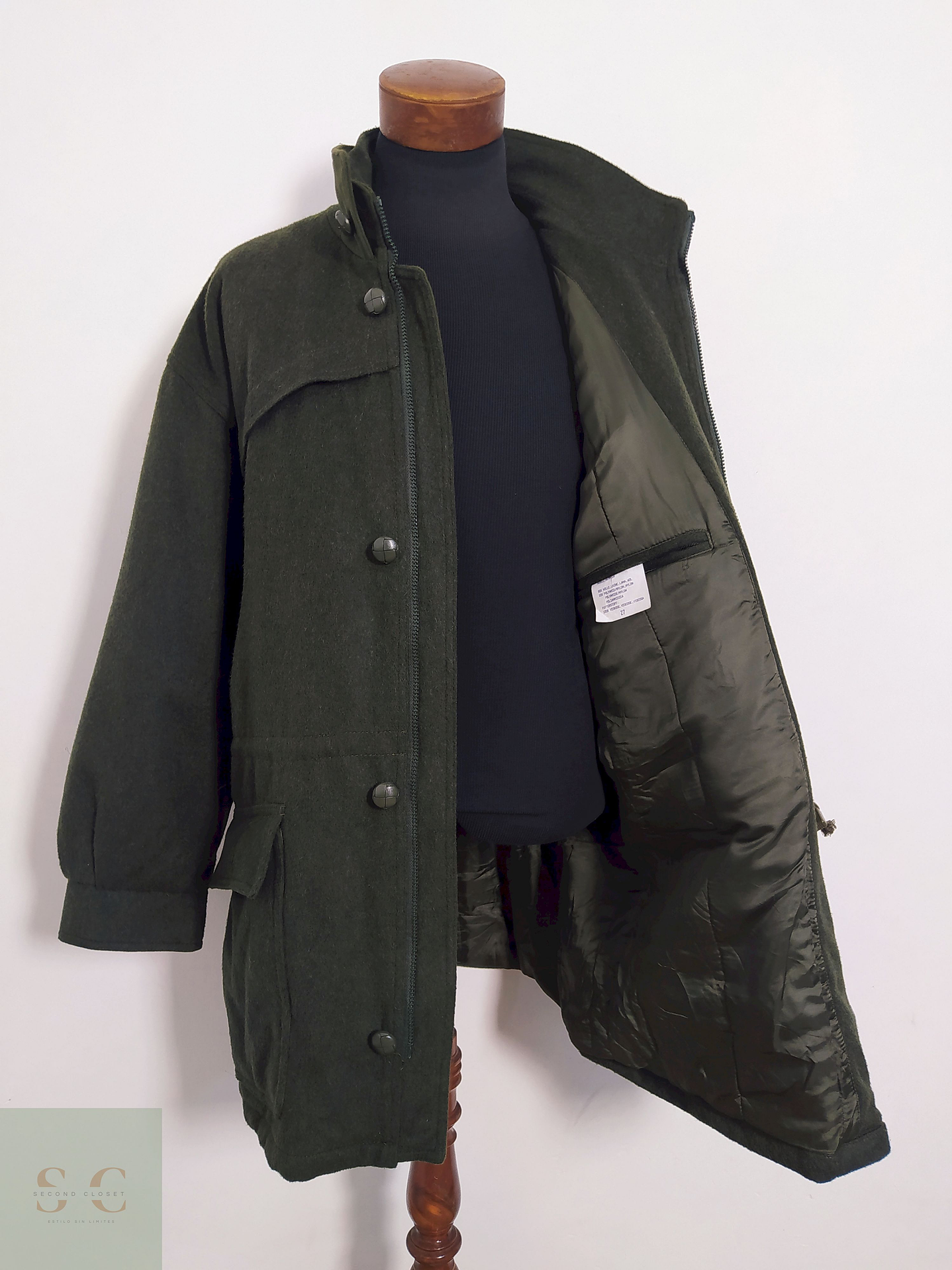 Abrigo Hoesmann Country Wear Verde 80% lana Talla XXL-XXXL 1