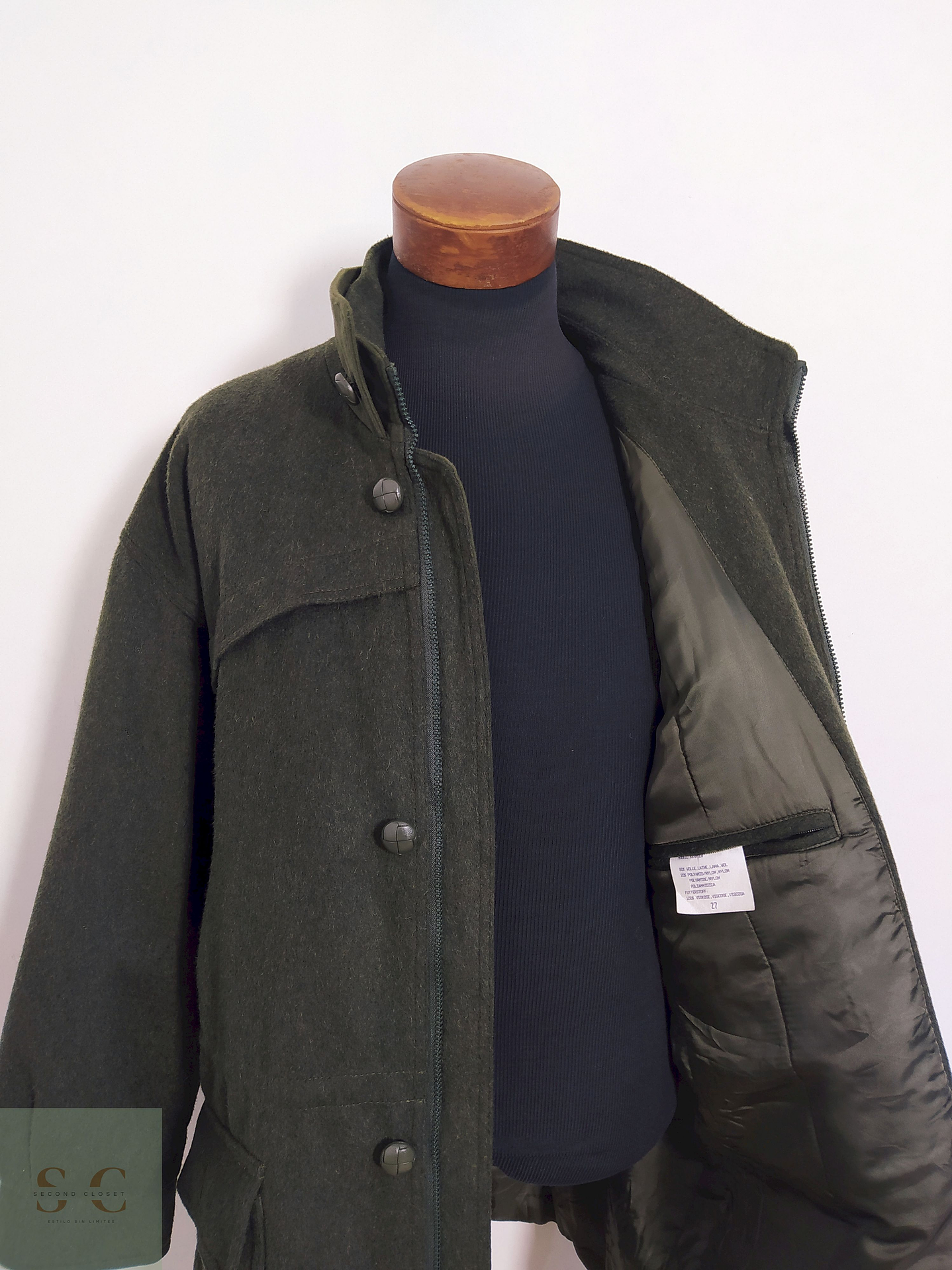 Abrigo Hoesmann Country Wear Verde 80% lana Talla XXL-XXXL 14