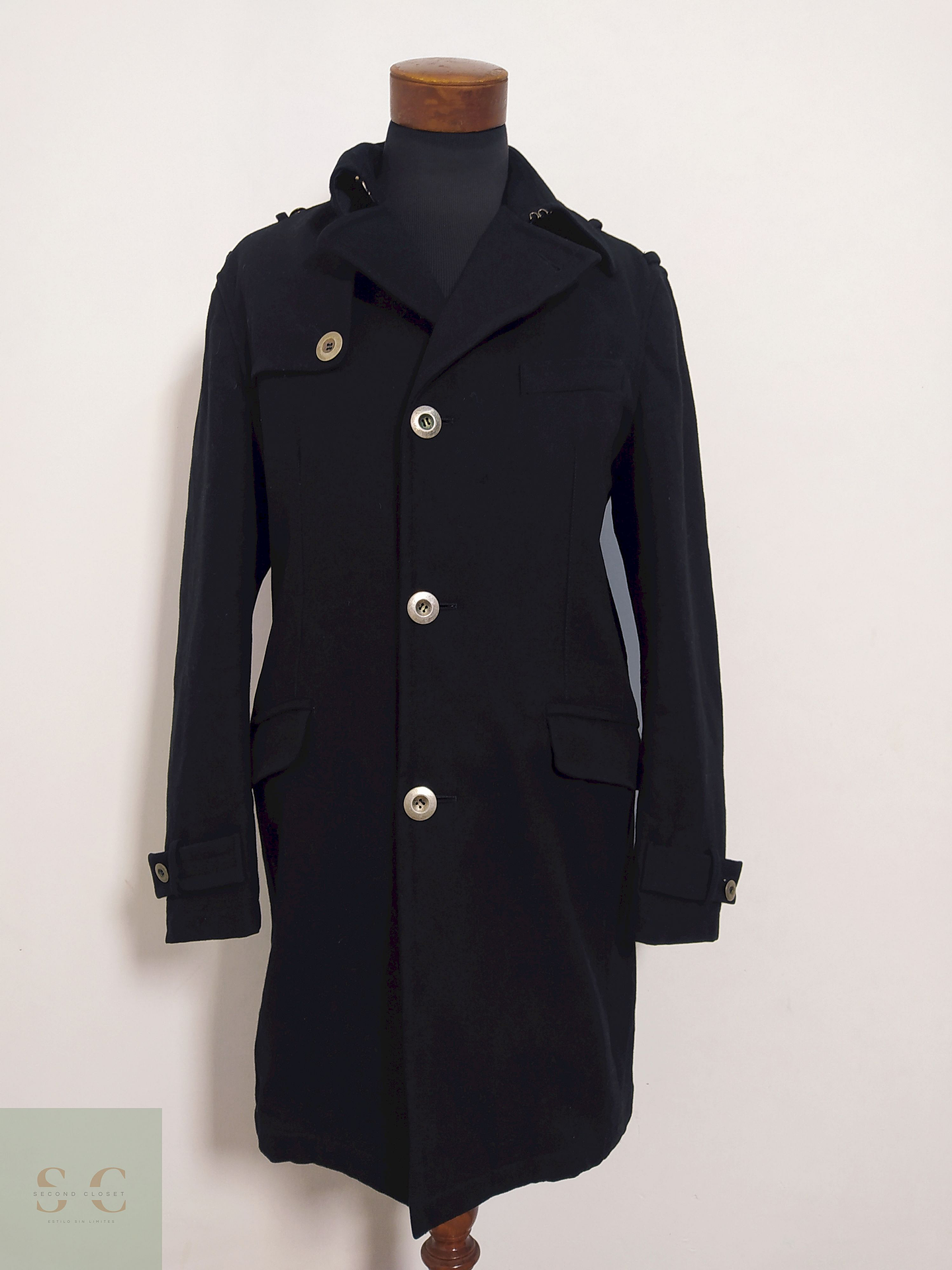 Abrigo Mc Neal Negro 70% lana y poliamida Talla M 2