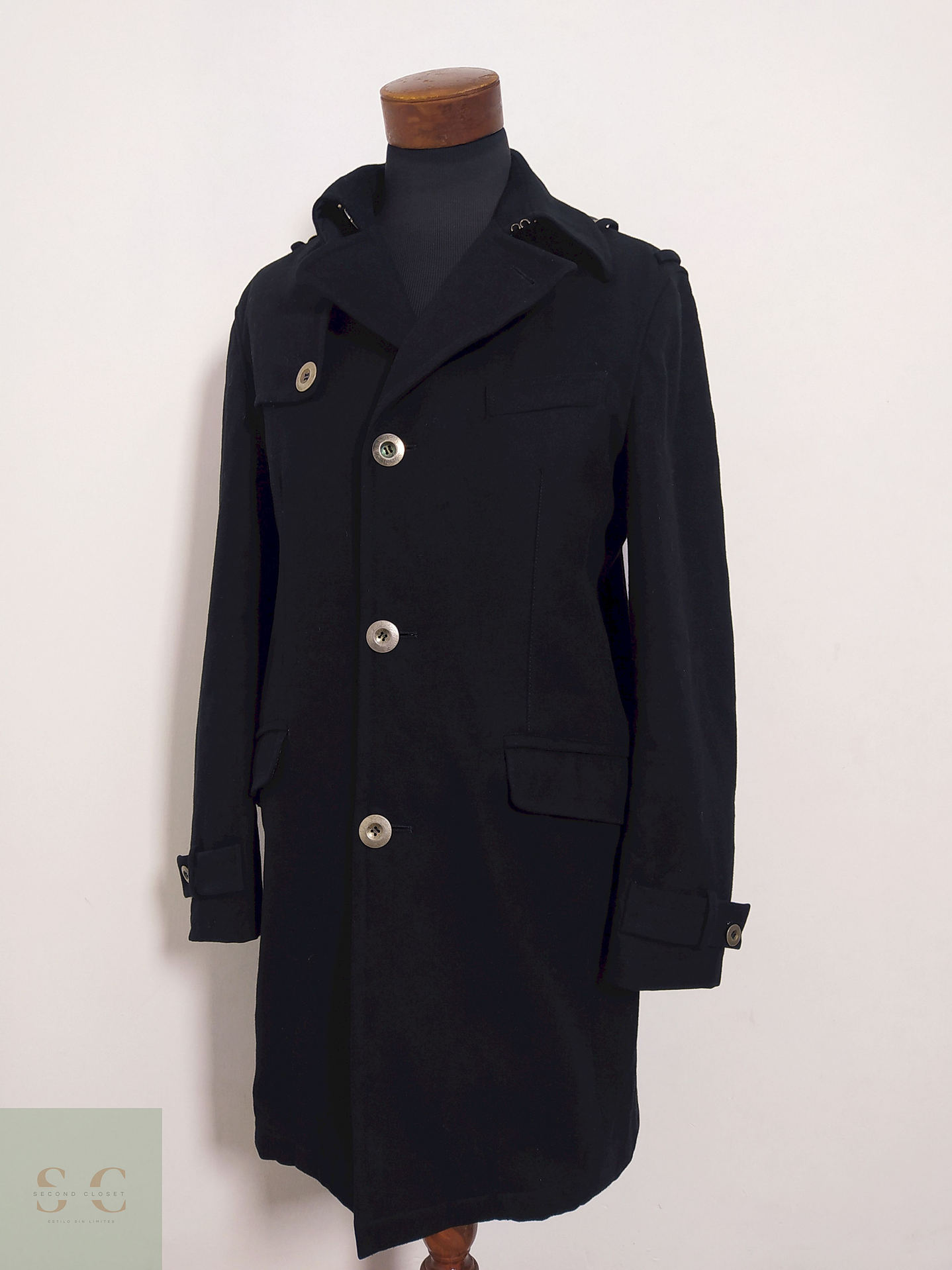 Abrigo Mc Neal Negro 70% lana y poliamida Talla M 3