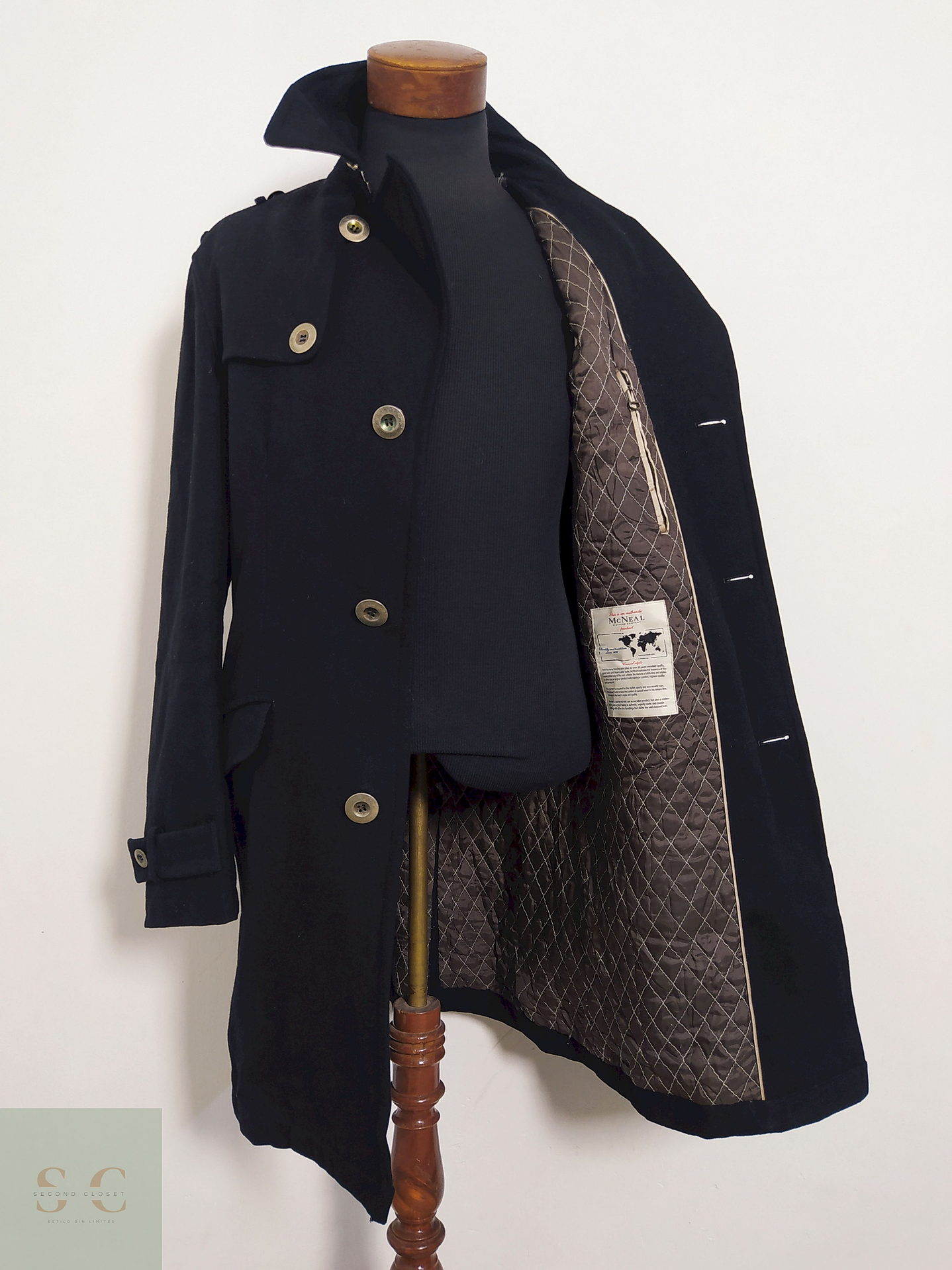 Abrigo Mc Neal Negro 70% lana y poliamida Talla M 1