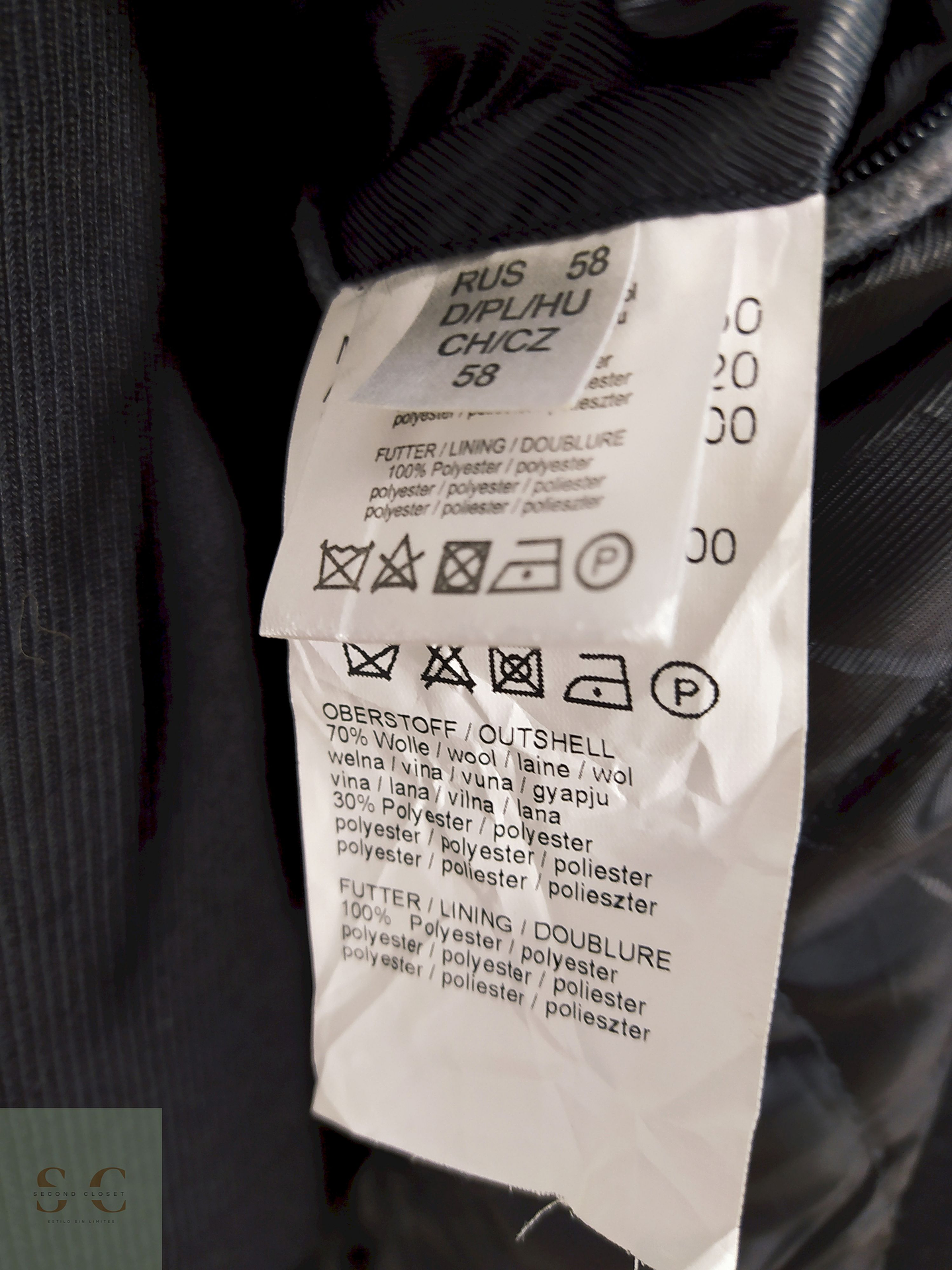 Abrigo Andrews James Negro 70% lana Talla XL 3