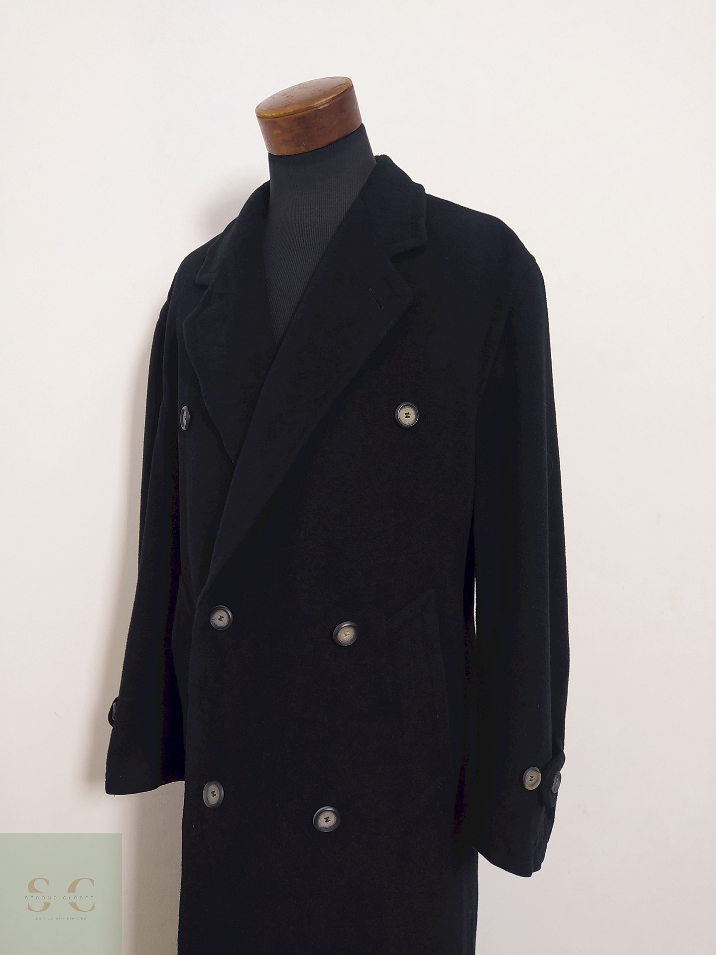 Abrigo Daniel Hechter Negro Lana virgen y cashmere Talla L 1