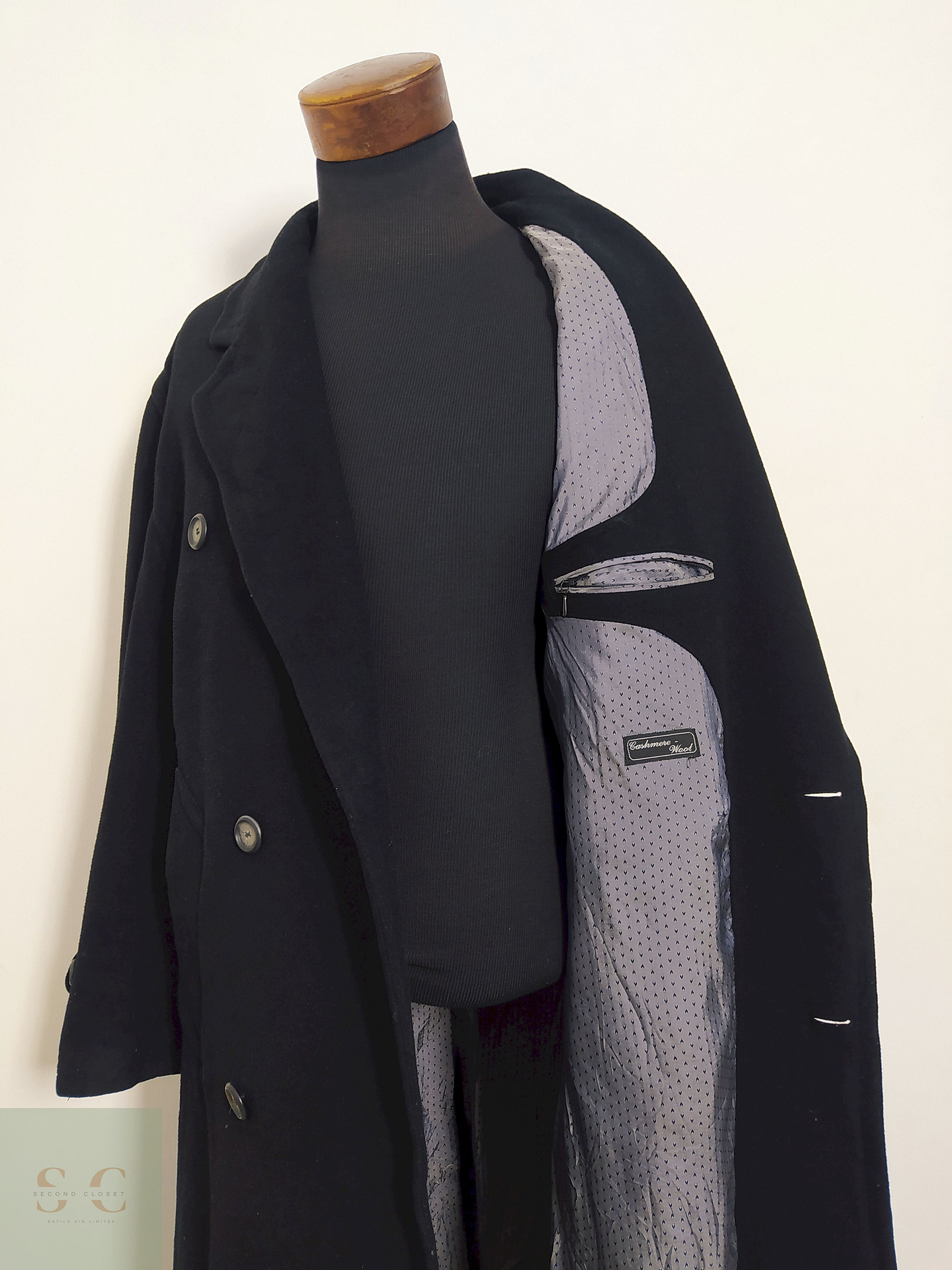 Abrigo Daniel Hechter Negro Lana virgen y cashmere Talla L 6