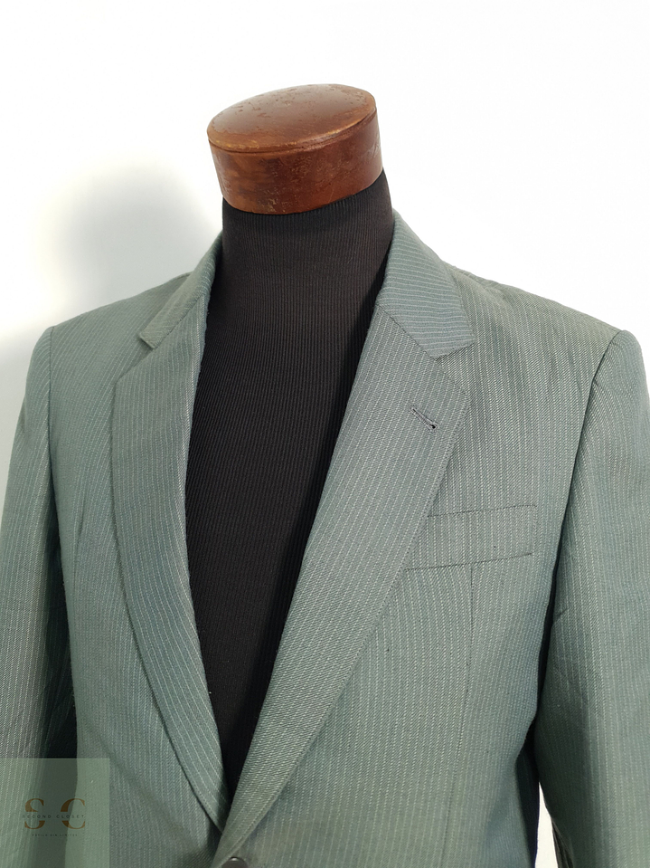 Veston Verde rayado vintage Lana Talla M 5