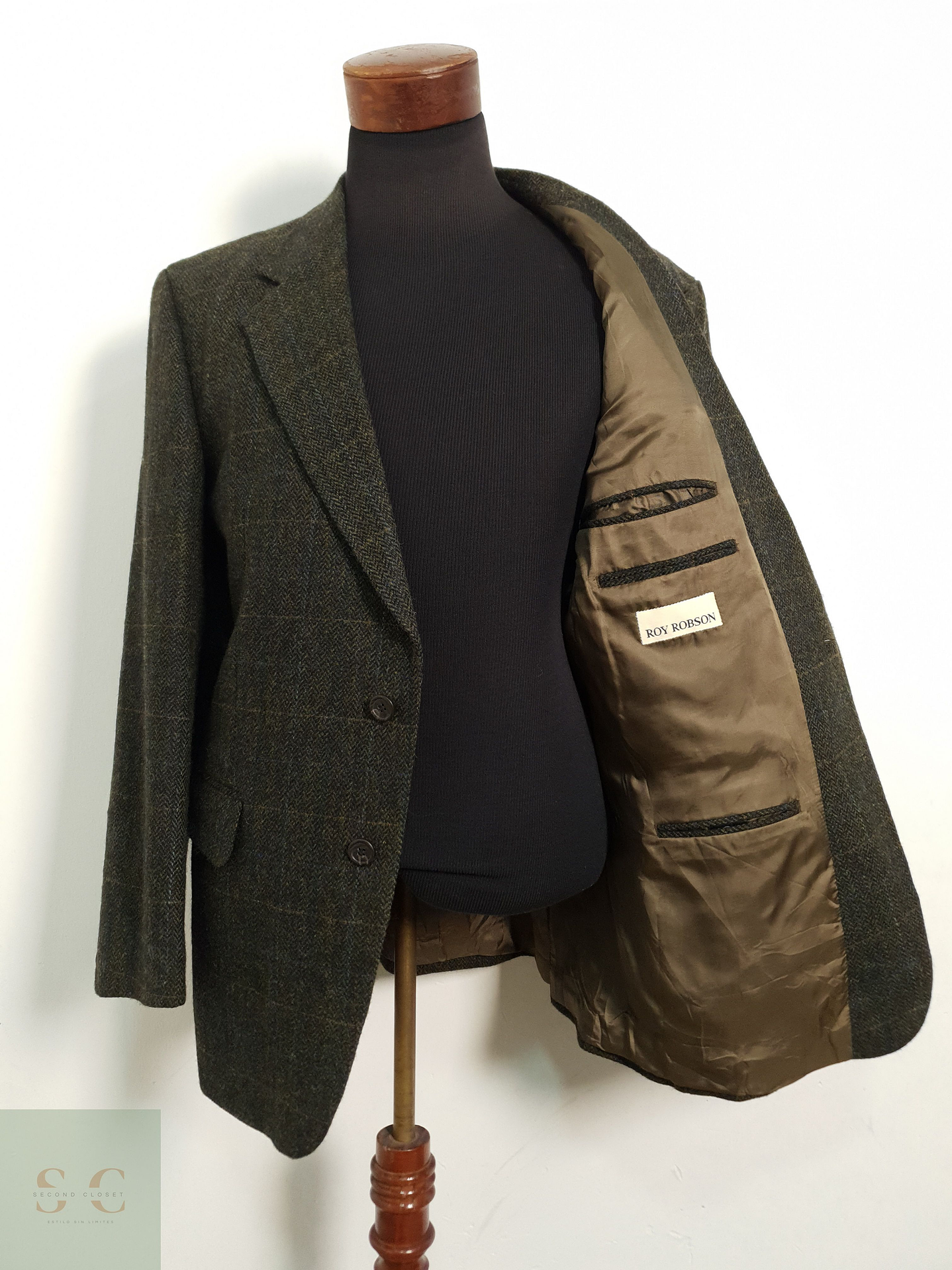 Veston Roy Robson 100% lana virgen espiga verde Talla L 2