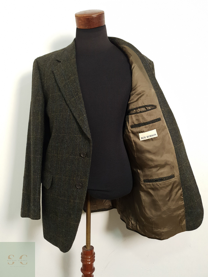 Veston Roy Robson 100% lana virgen espiga verde Talla L 2