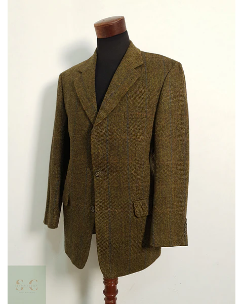 Veston Gilbert 100% lana virgen tweed verde Talla LXL