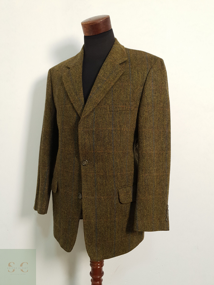 Veston Gilbert 100% lana virgen tweed verde Talla LXL 1