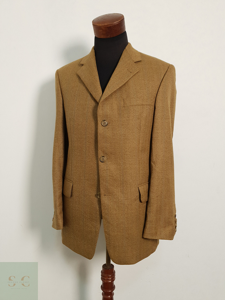 Veston Pierre Laffitte 100% lana virgen espiguilla camel Talla SM 2