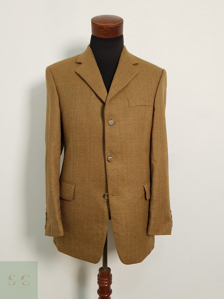 Veston Pierre Laffitte 100% lana virgen espiguilla camel Talla SM 3