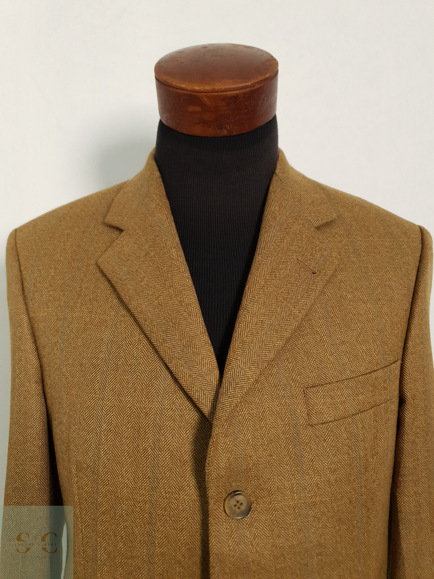 Veston Pierre Laffitte 100% lana virgen espiguilla camel Talla SM 4