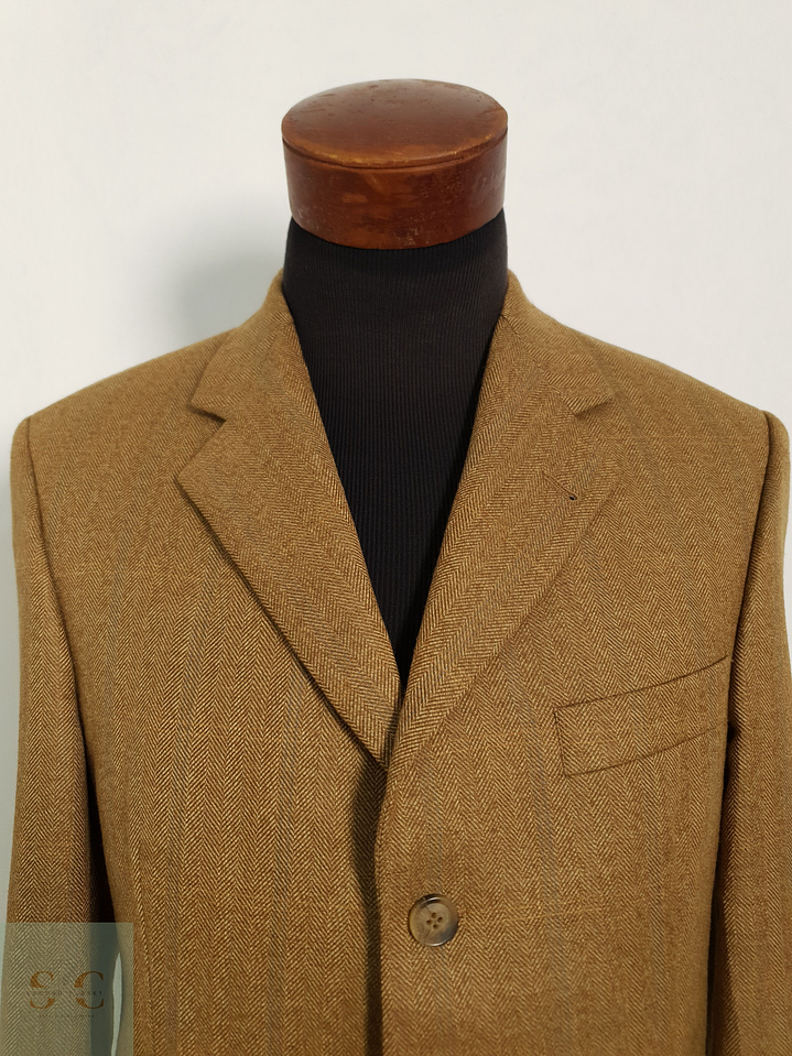 Veston Pierre Laffitte 100% lana virgen espiguilla camel Talla SM 4