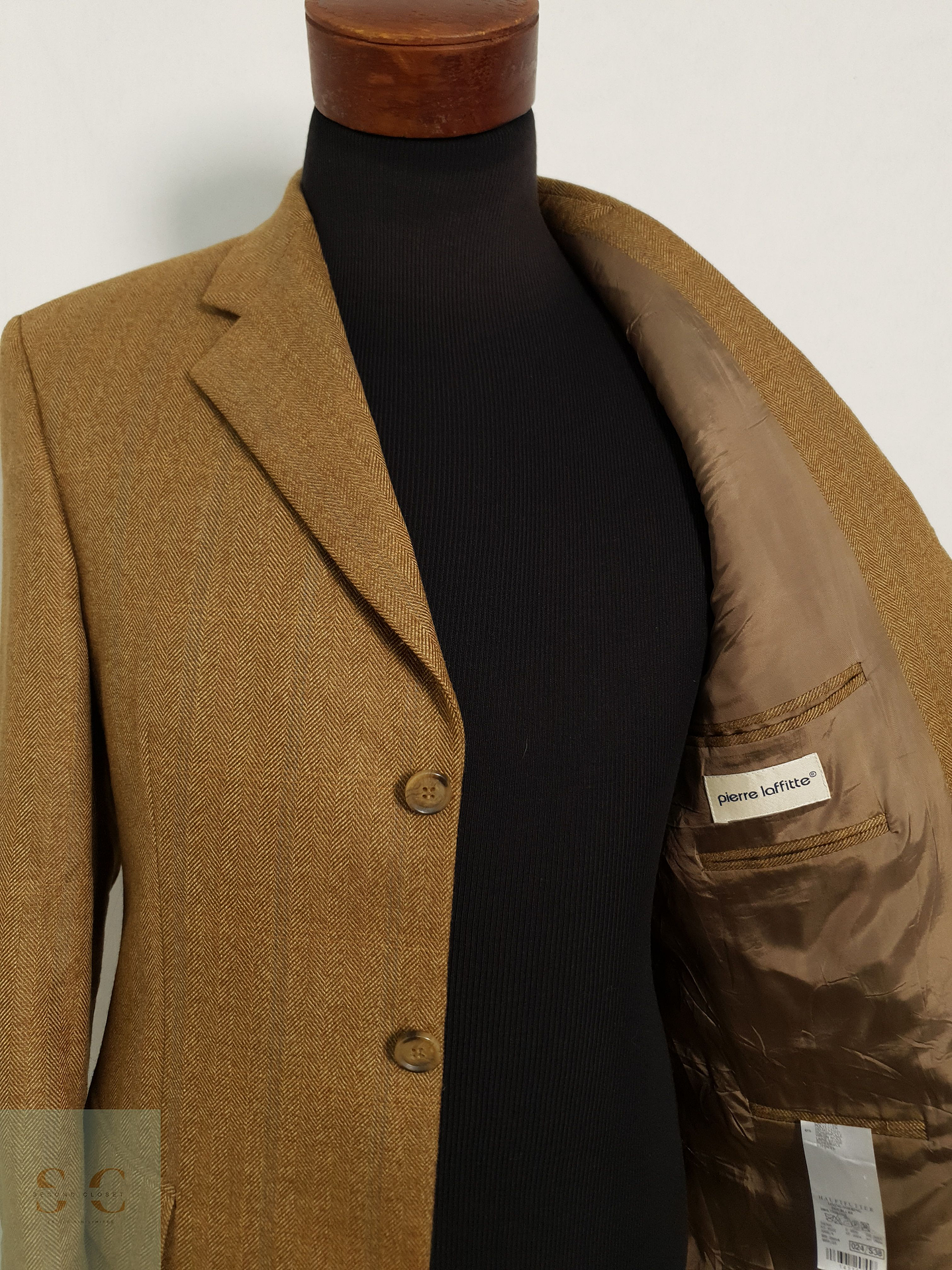 Veston Pierre Laffitte 100% lana virgen espiguilla camel Talla SM 8