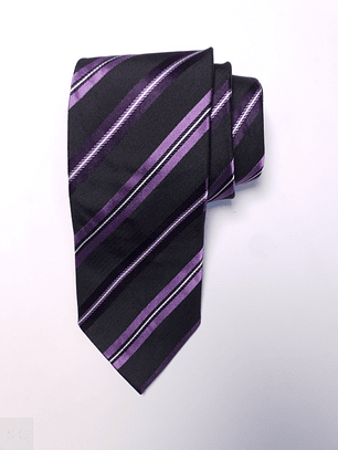 Corbata Seda Negra Rayas Lilas – Second Closet