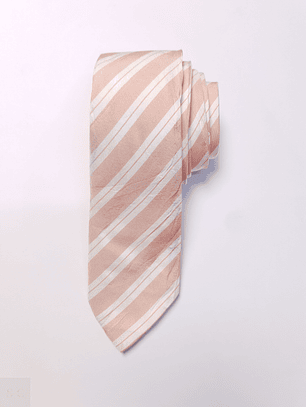 Corbata Seda Beige Rayas Blancas – Second Closet