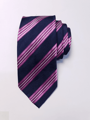 Corbata Seda Azul Marino Rayas Rosas – Second Closet