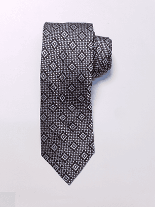 Corbata Seda Gris Micro-Geométrico – Second Closet