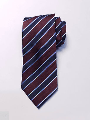 Corbata Seda Rayas Burdeos/Azul – Second Closet