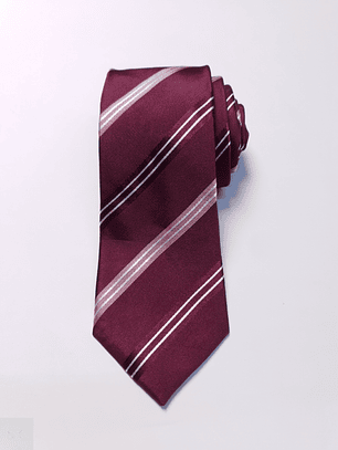 Corbata Seda Burdeo Rayas Blancas – Second Closet