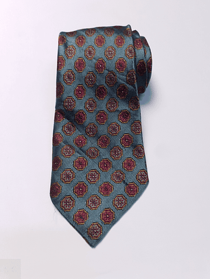 Corbata Seda Gris Foulard Rojo – Second Closet