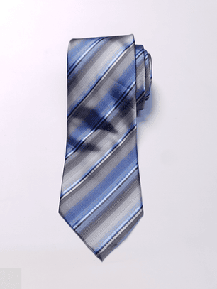Corbata Poliéster Celeste Rayas Gris – Second Closet