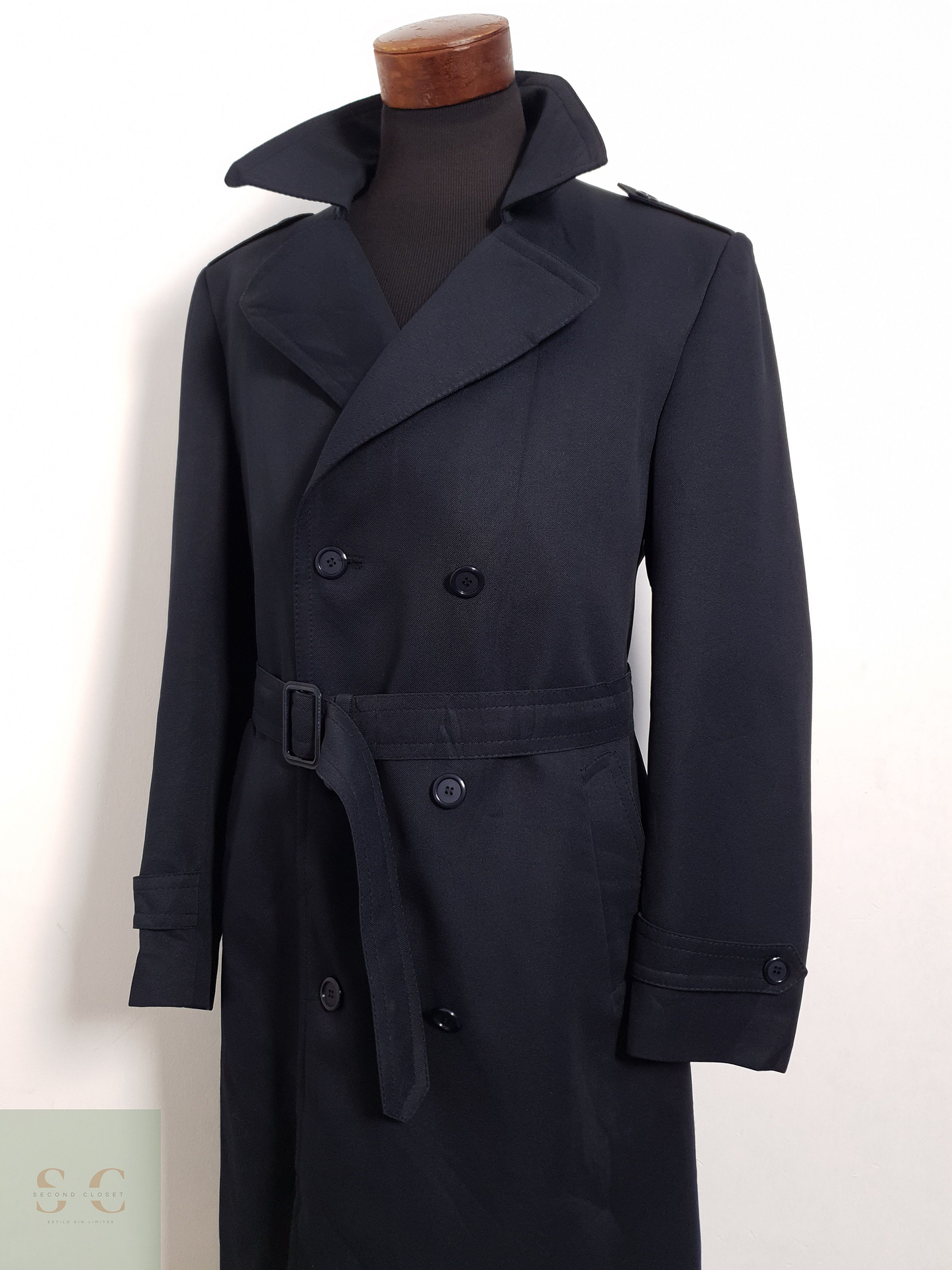 Abrigo Canda Trench largo azul marino Algodón + poliéster Talla L 6