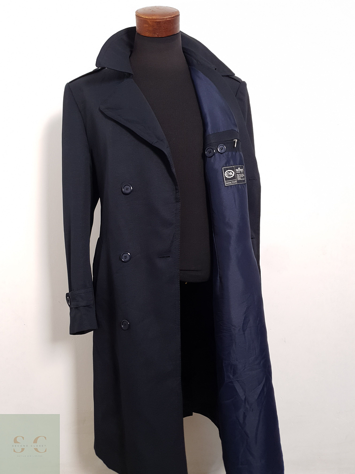 Abrigo Canda Trench largo azul marino Algodón + poliéster Talla L 7
