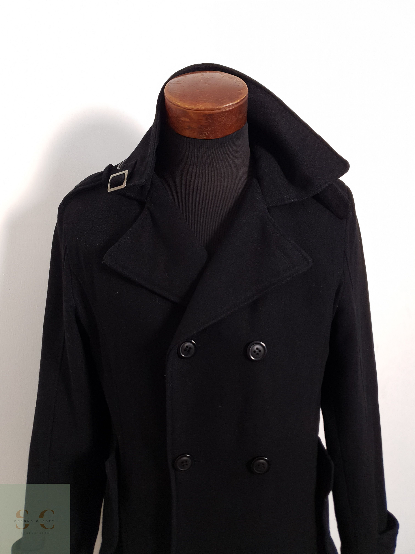 Abrigo John Devin Marinero negro 60% lana Talla SM 2