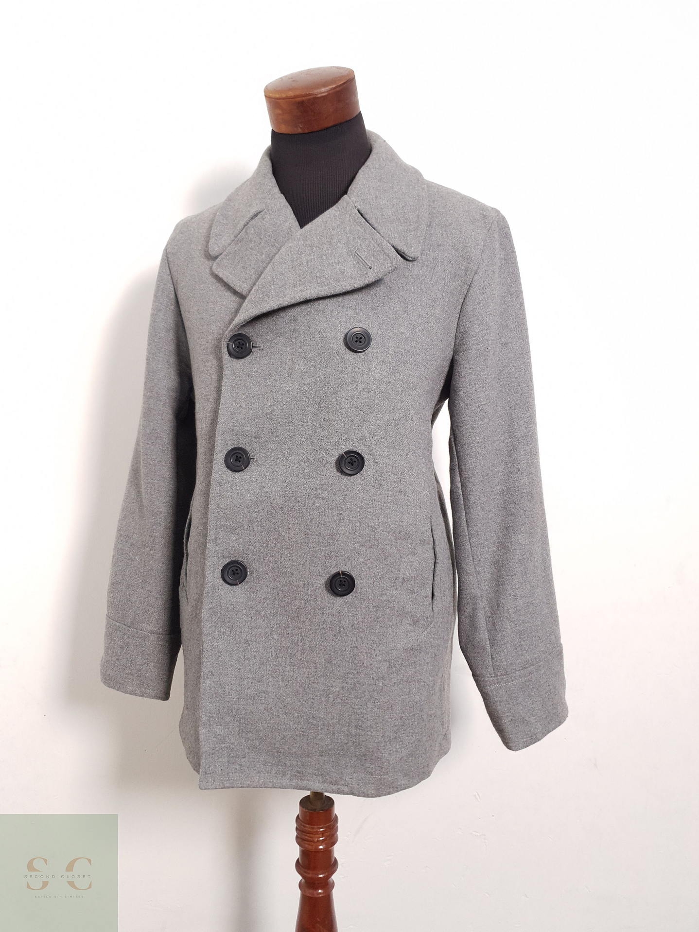 Abrigo GU Marinero gris 70% lana Talla SM 1