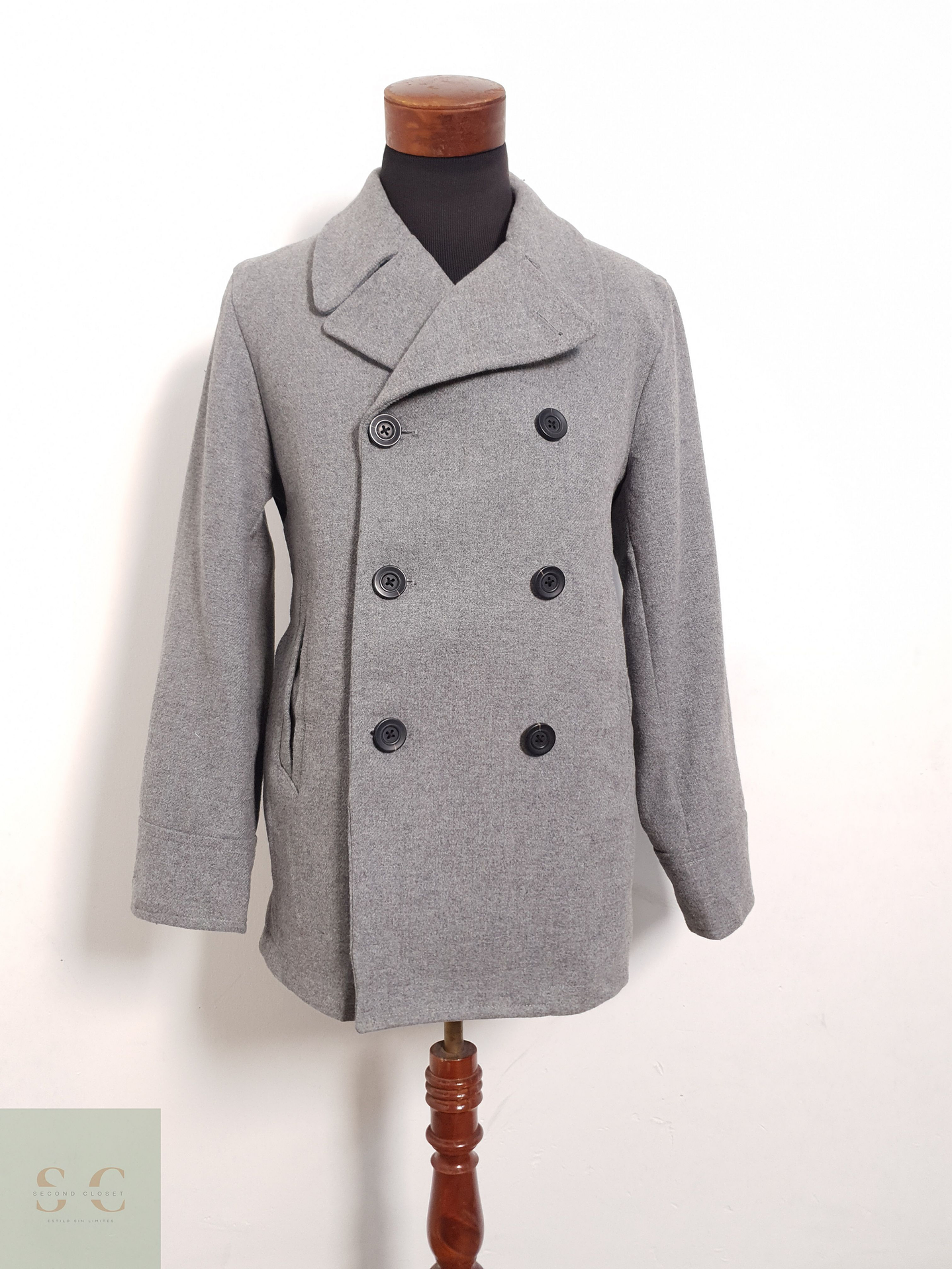 Abrigo GU Marinero gris 70% lana Talla SM 4