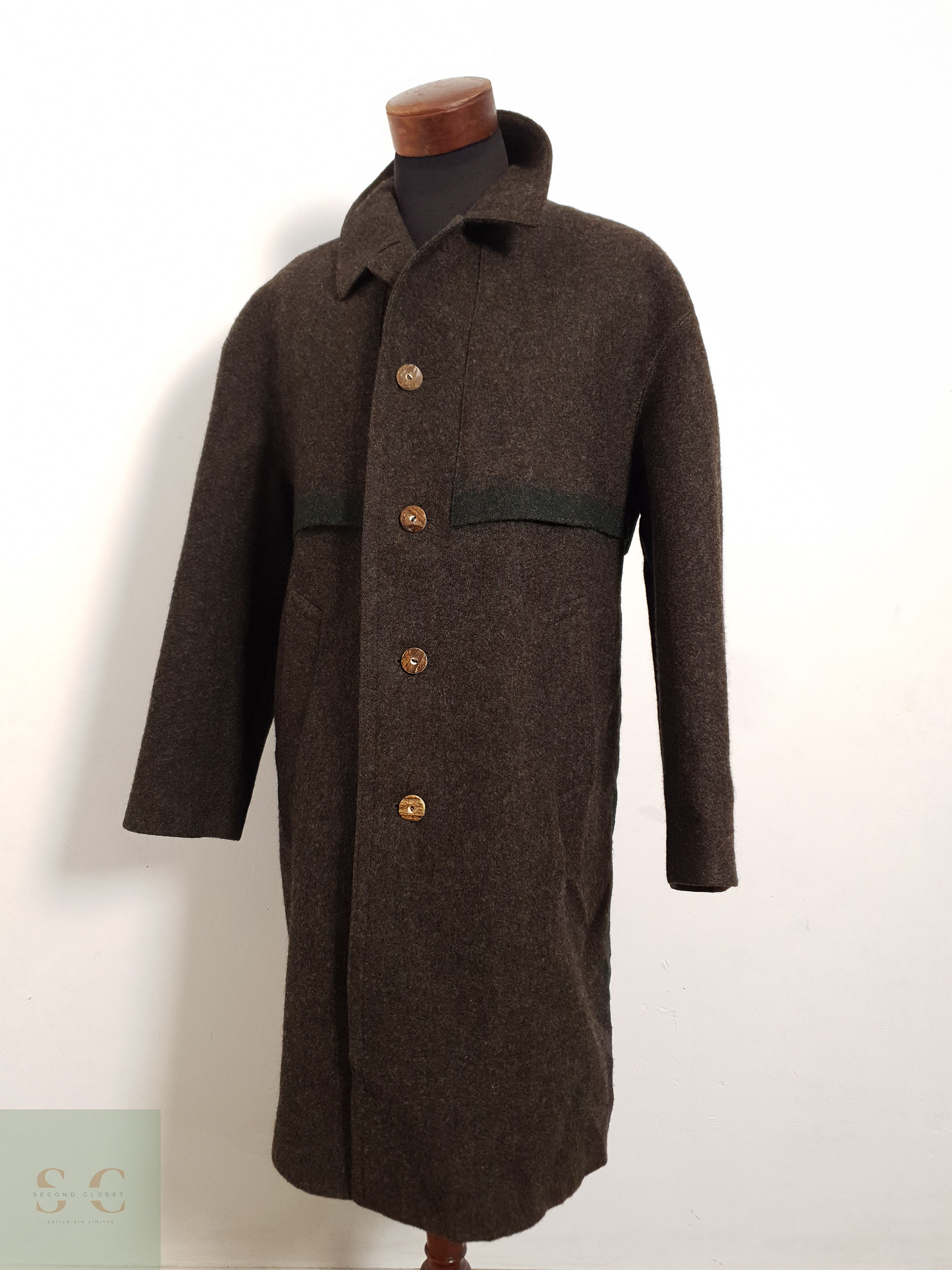 Abrigo Hirmer Abrigo alemán grueso café/verde Lana pesada Talla XL 2