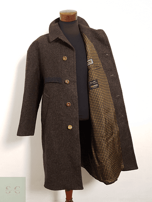Abrigo Hirmer Abrigo alemán grueso café/verde Lana pesada Talla XL