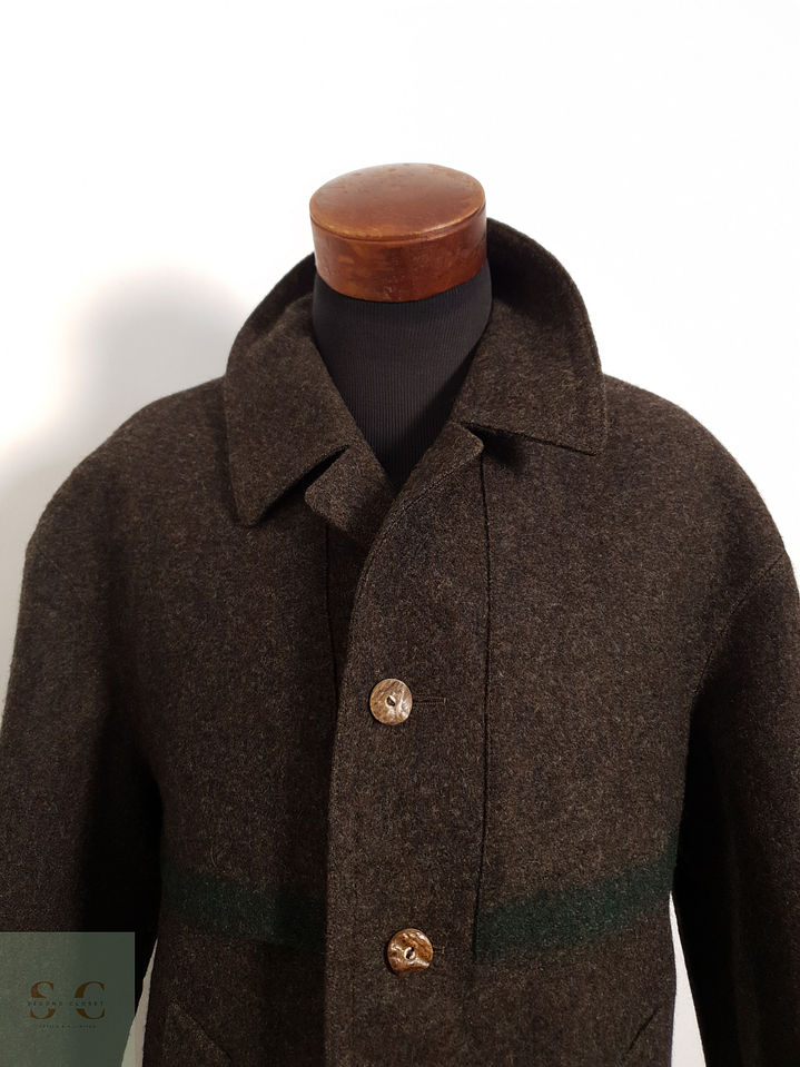 Abrigo Hirmer Abrigo alemán grueso café/verde Lana pesada Talla XL 4