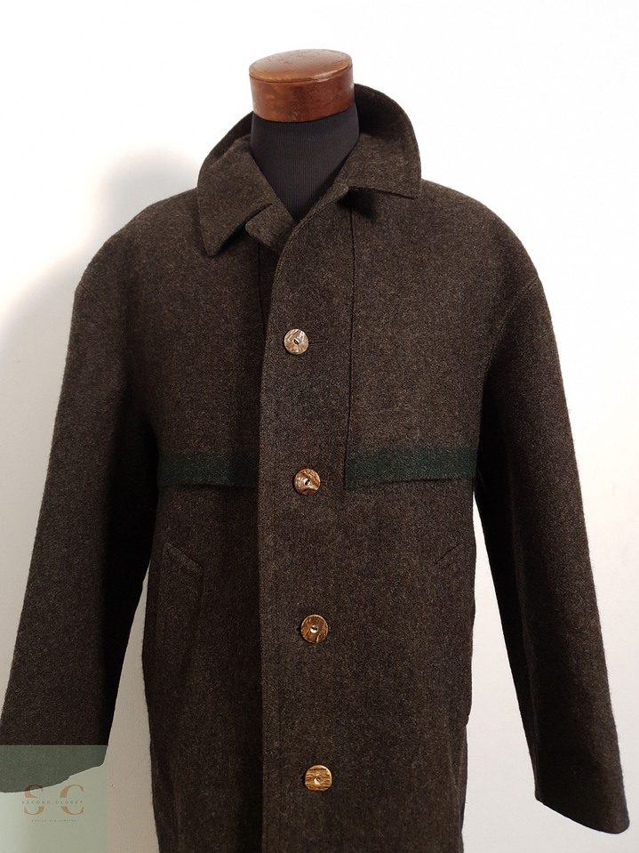 Abrigo Hirmer Abrigo alemán grueso café/verde Lana pesada Talla XL 5