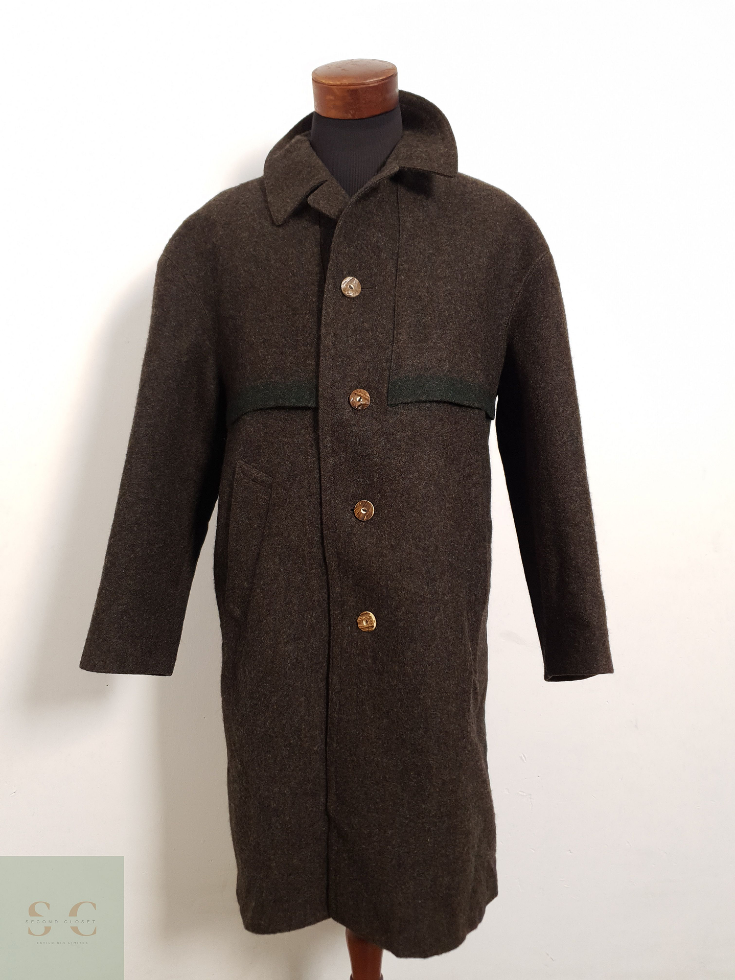 Abrigo Hirmer Abrigo alemán grueso café/verde Lana pesada Talla XL 7